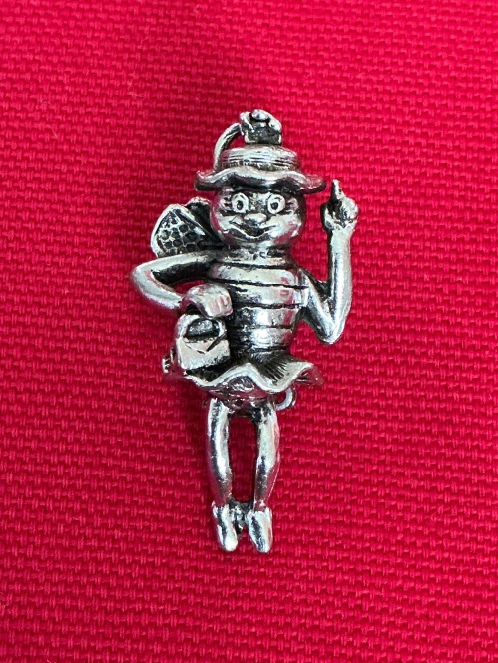 Vintage 1980s Pewter Lady Bee Pin Bumblebee Insect Wings Tutu Hat Shoes & Purse